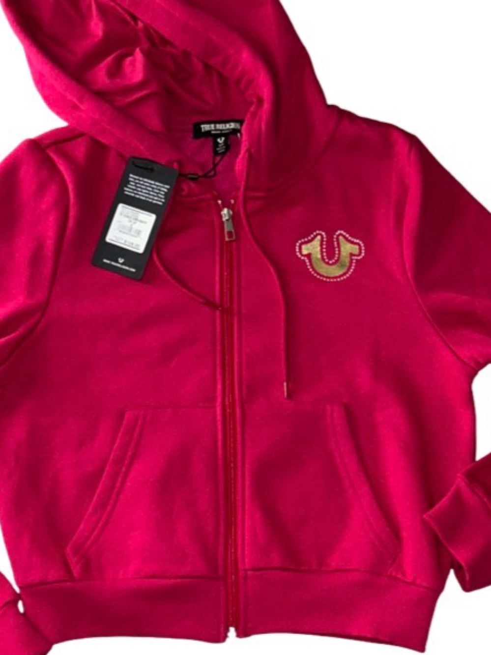 TRUE RELIGION BLING GLITTER SILVER WINGS FLEECE ZIP UP HOODIE NWT - Picture 10 of 11